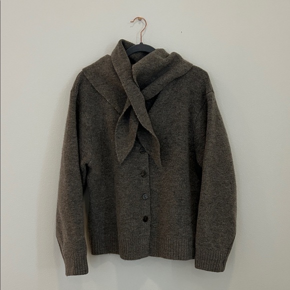 Zara scarf knit cardigan gray - Picture 6 of 9